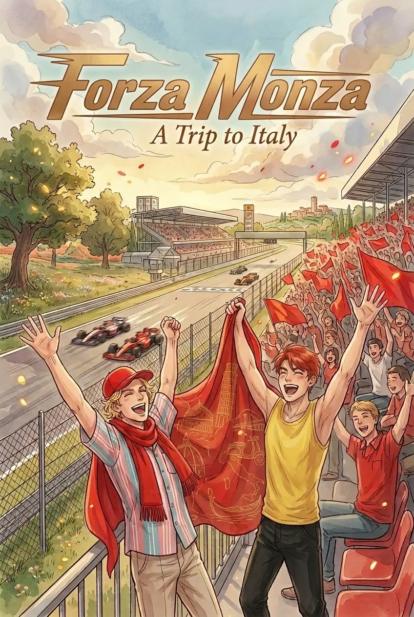 Comic cover featuring travelers exploring a new city
