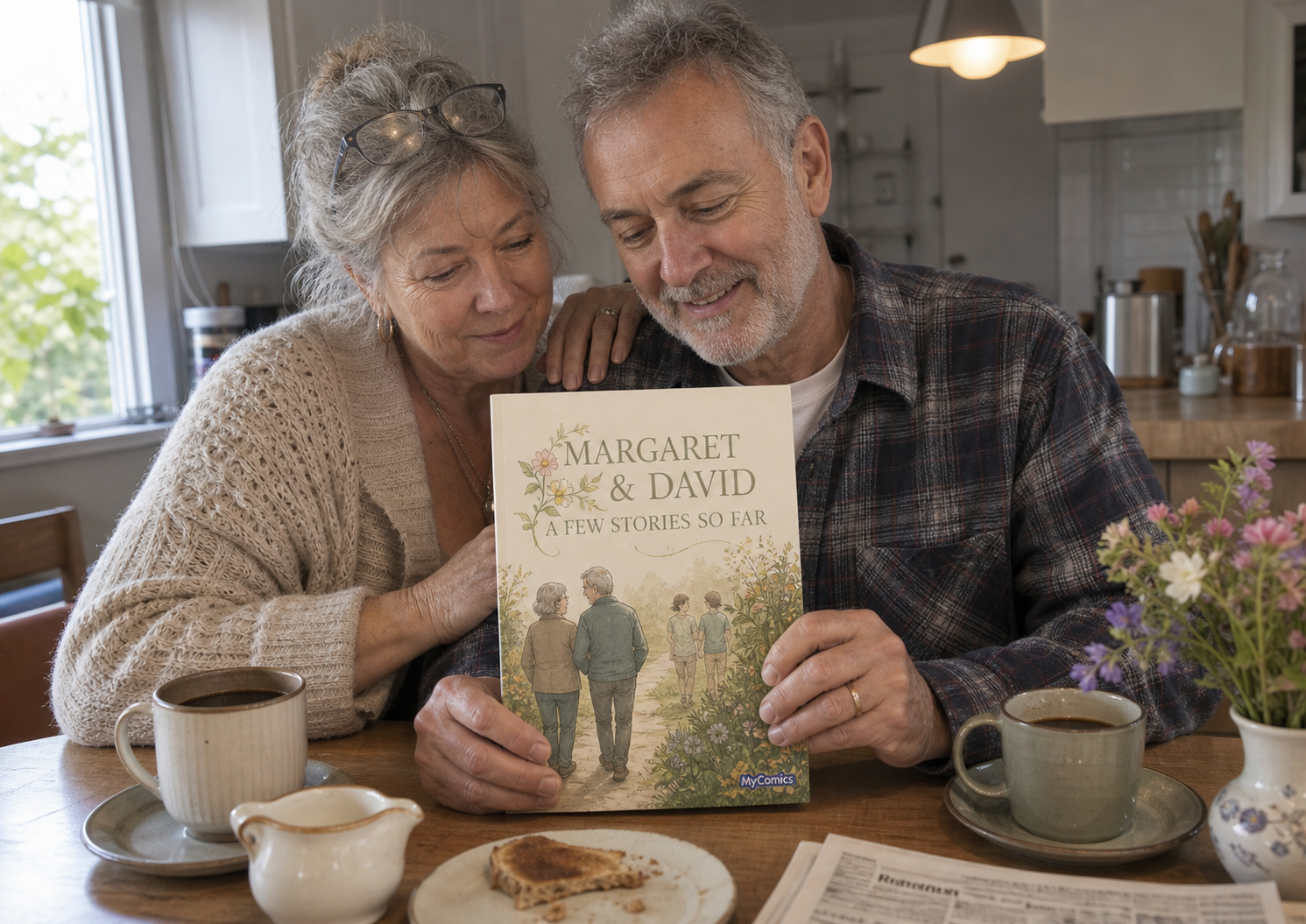 Margaret D. holding their printed comic