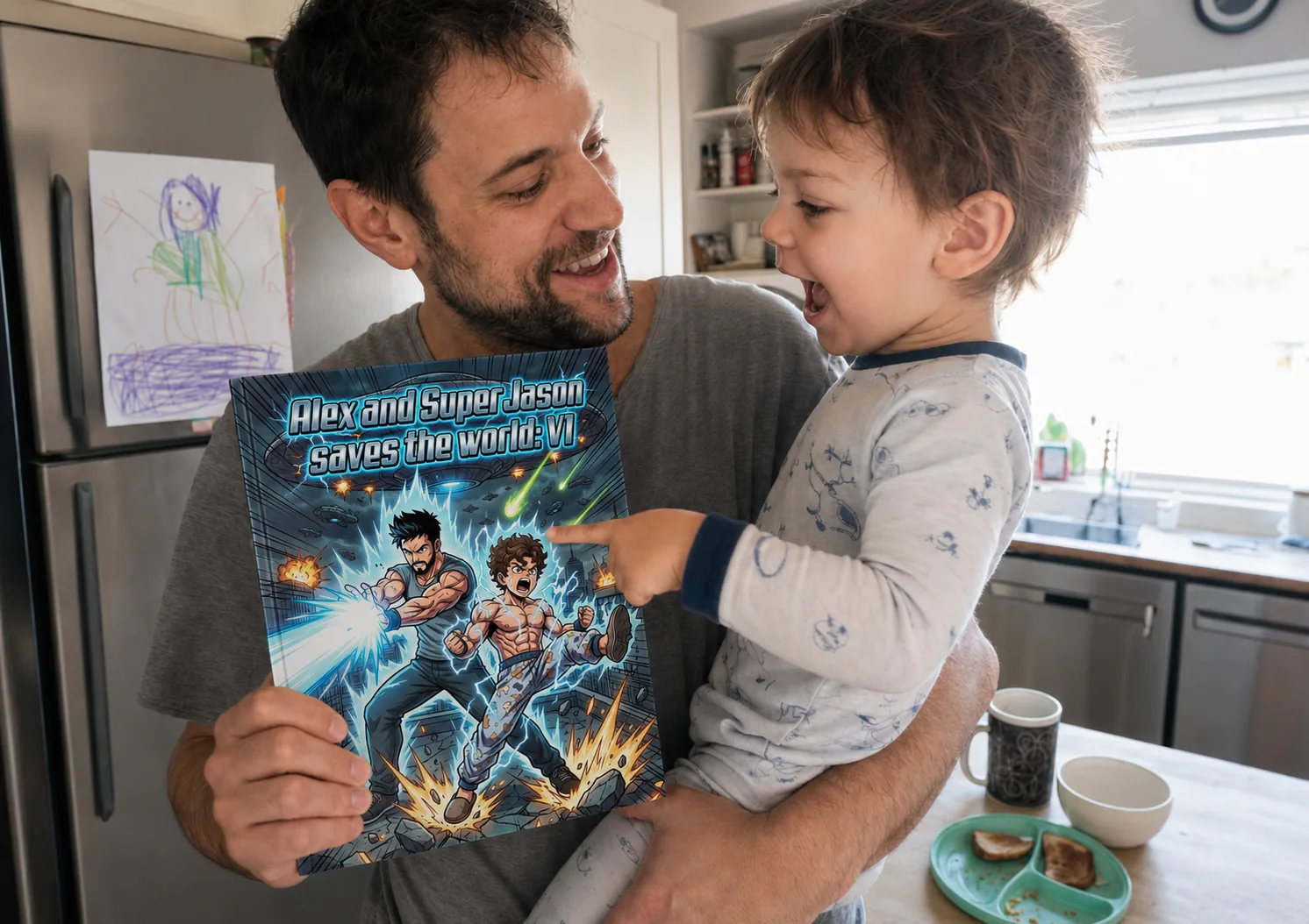 A personalized comic book from myComics.ai starring a loved one as the hero